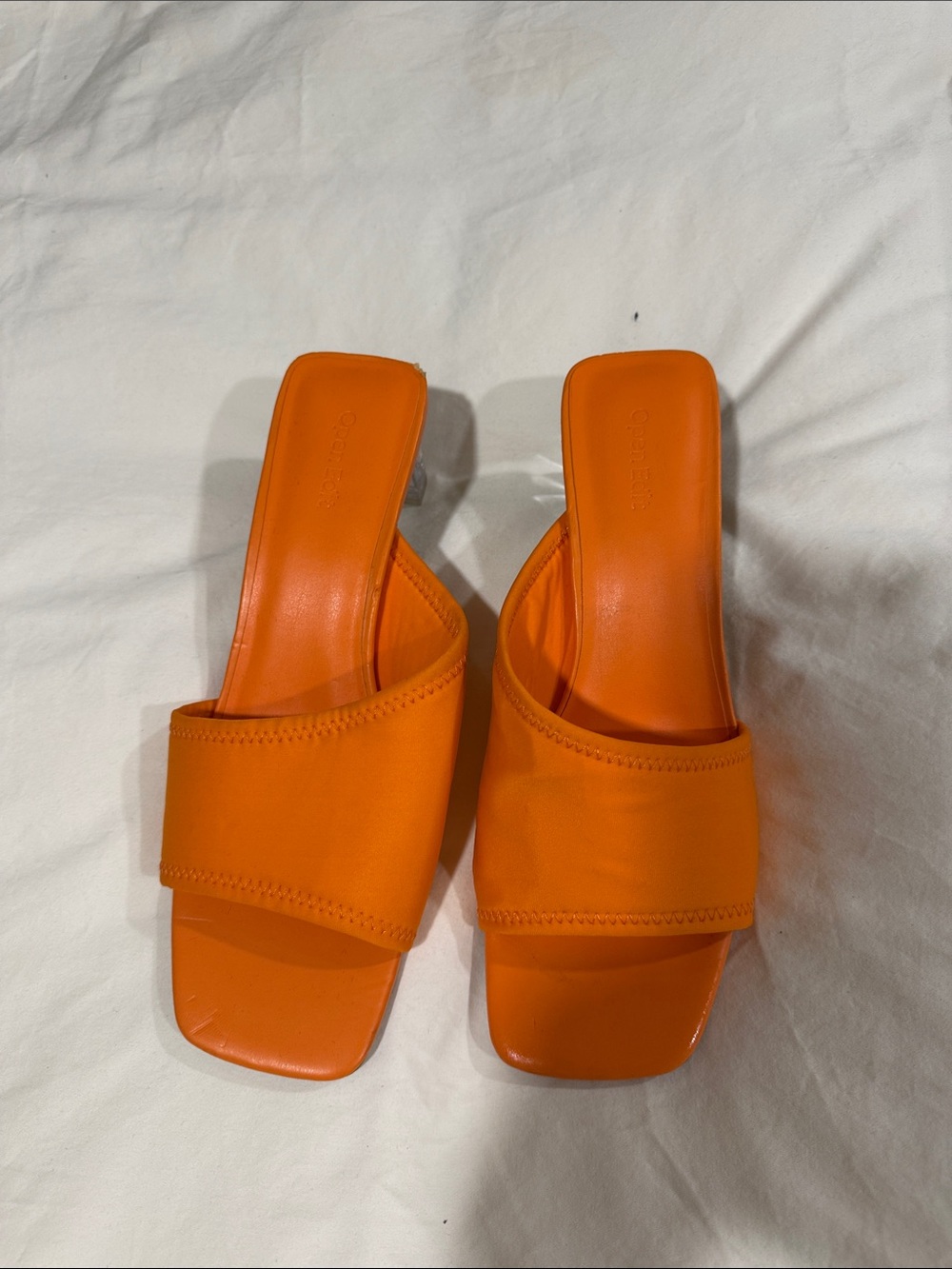 Bold Orange Slide Sandals with Wide Strap